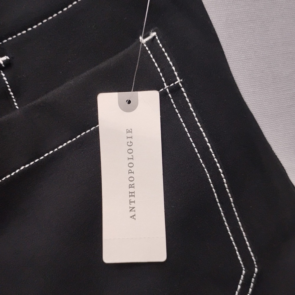 Maeve Anthropologie The Colette Wide Leg Pants Black Contrast Stitch Size 32 - Picture 10 of 10